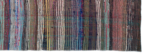 Girit Brown Striped Wool Handmade Area Rug 3'9" x 10'6"