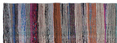 Girit Brown Striped Wool Handmade Area Rug 3'9" x 10'6"