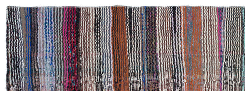 Girit Brown Striped Wool Handmade Area Rug 3'9" x 10'6"