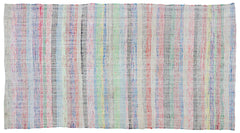 Girit Beige Striped Wool Handmade Area Rug 5'0" x 8'8"