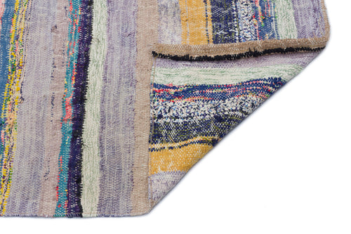 Girit Beige Striped Wool Handmade Area Rug 4'0" x 8'4"