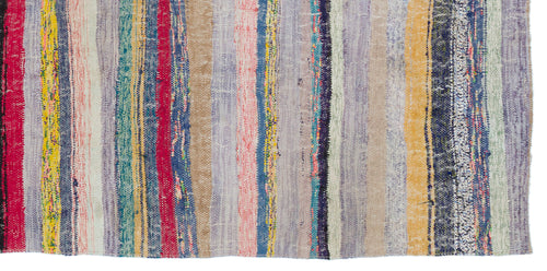 Girit Beige Striped Wool Handmade Area Rug 4'0" x 8'4"