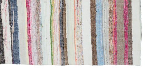 Girit Beige Striped Wool Handmade Area Rug 4'10" x 10'4"