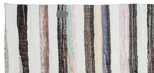 Girit Beige Striped Wool Handmade Area Rug 4'10" x 10'4"