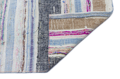 Girit Beige Striped Wool Handmade Area Rug 4'6" x 10'2"