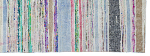 Girit Beige Striped Wool Handmade Area Rug 4'6" x 10'2"