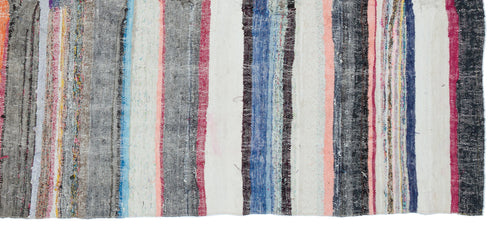 Girit Beige Striped Wool Handmade Area Rug 5'5" x 9'11"