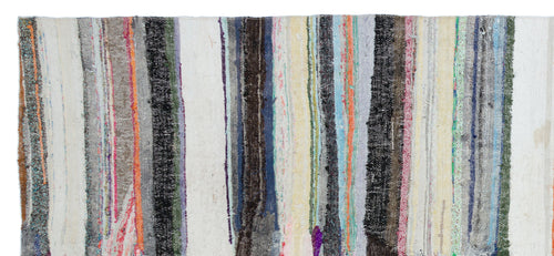 Girit Beige Striped Wool Handmade Area Rug 5'5" x 9'11"