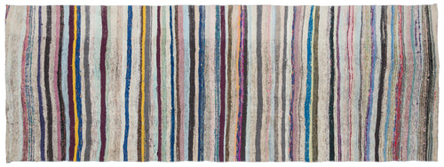 Girit Beige Striped Wool Handmade Area Rug 6'1" x 9'1"