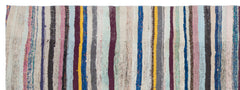 Girit Beige Striped Wool Handmade Area Rug 6'1" x 9'1"