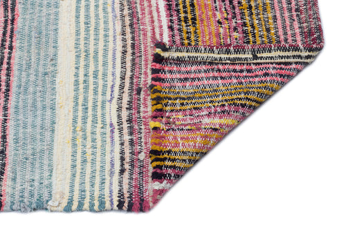 Girit Beige Striped Wool Handmade Area Rug 6'3" x 9'1"