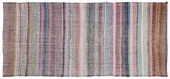 Girit Beige Striped Wool Handmade Area Rug 6'3" x 9'1"