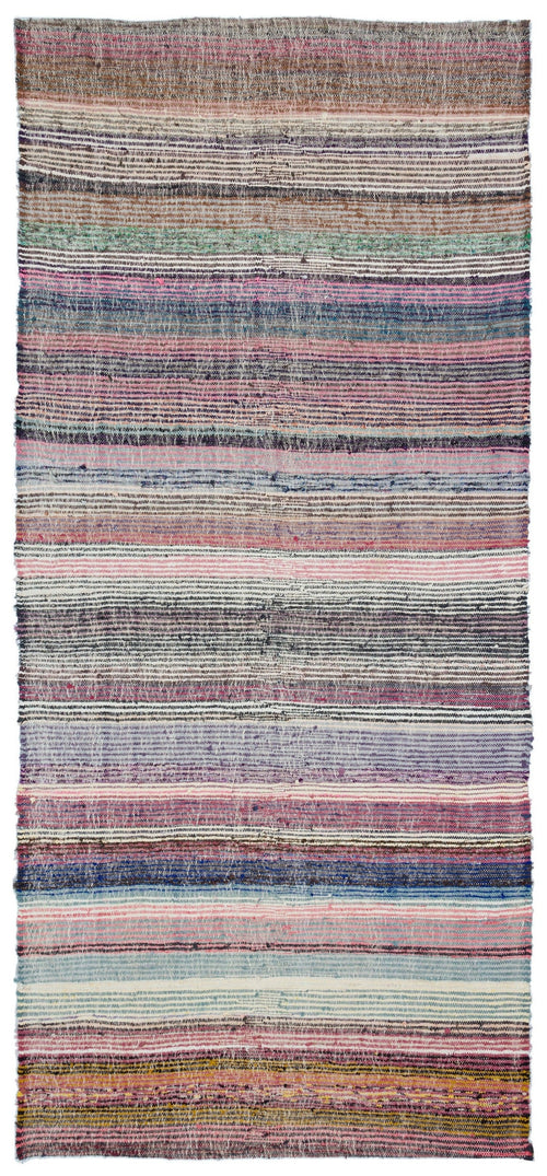 Girit Beige Striped Wool Handmade Area Rug 6'3" x 9'1"