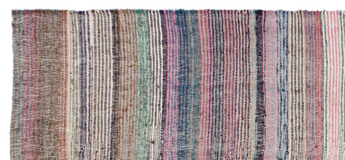 Girit Beige Striped Wool Handmade Area Rug 6'3" x 9'1"