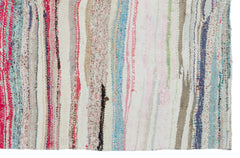 Girit Beige Striped Wool Handmade Area Rug 4'6" x 6'11"