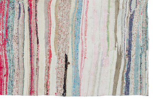 Girit Beige Striped Wool Handmade Area Rug 4'6" x 6'11"