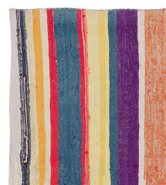 Girit Beige Striped Wool Handmade Area Rug 6'0" x 5'1"