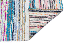 Girit Beige Striped Wool Handmade Area Rug 4'11" x 9'5"