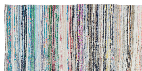 Girit Beige Striped Wool Handmade Area Rug 4'11" x 9'5"