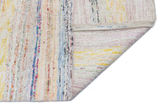 Girit Beige Striped Wool Handmade Area Rug 5'3" x 8'10"