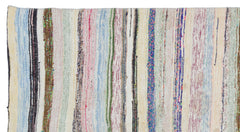 Girit Beige Striped Wool Handmade Area Rug 5'3" x 8'10"