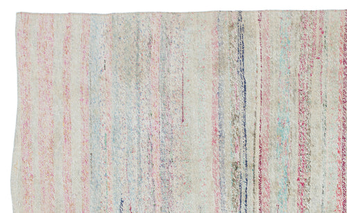 Girit Beige Striped Wool Handmade Area Rug 4'9" x 7'9"