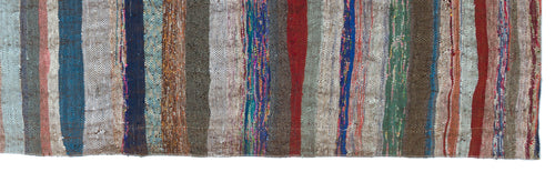 Girit Brown Striped Wool Handmade Area Rug 3'5" x 11'5"