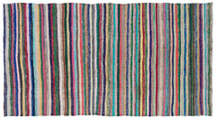 Girit Beige Striped Wool Handmade Area Rug 5'9" x 9'4"