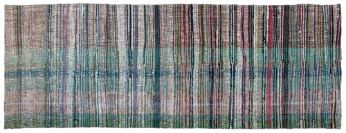 Girit Beige Striped Wool Handmade Area Rug 4'5" x 11'9"