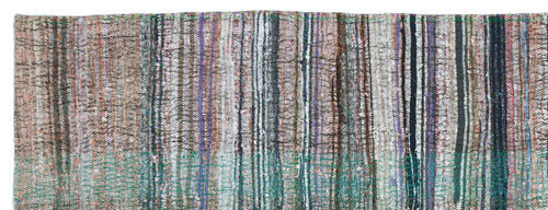 Girit Beige Striped Wool Handmade Area Rug 4'5" x 11'9"