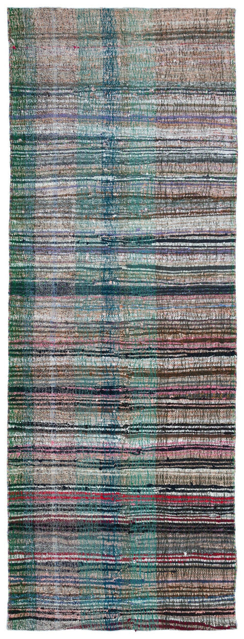 Girit Beige Striped Wool Handmade Area Rug 4'5" x 11'9"