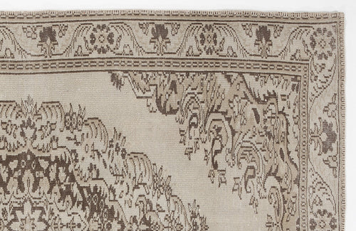 Atina Beige Vintage Wool Handmade Area Rug 5'11" x 8'9"