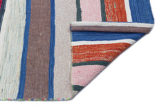 Girit Beige Striped Wool Handmade Area Rug 4'9" x 10'9"