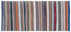 Girit Beige Striped Wool Handmade Area Rug 4'9" x 10'9"