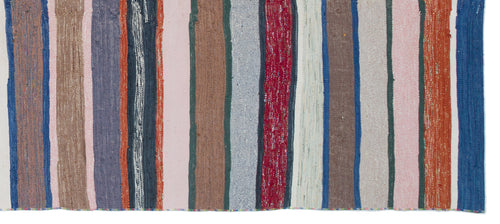 Girit Beige Striped Wool Handmade Area Rug 4'9" x 10'9"