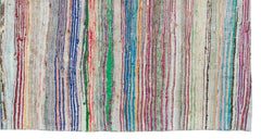 Girit Beige Striped Wool Handmade Area Rug 5'1" x 9'7"