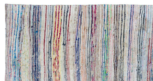 Girit Beige Striped Wool Handmade Area Rug 5'1" x 9'7"