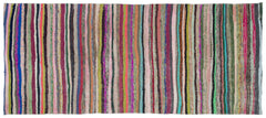 Girit Beige Striped Wool Handmade Area Rug 5'11" x 7'11"