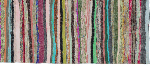 Girit Beige Striped Wool Handmade Area Rug 5'11" x 7'11"