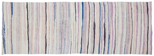 Girit Beige Striped Wool Handmade Area Rug 4'4" x 12'2"