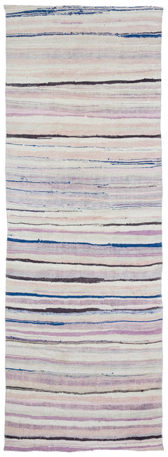 Girit Beige Striped Wool Handmade Area Rug 4'4" x 12'2"