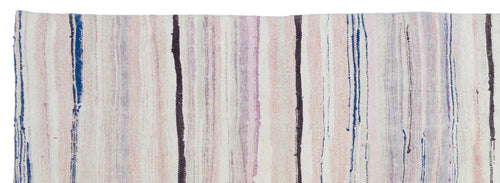 Girit Beige Striped Wool Handmade Area Rug 4'4" x 12'2"