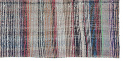 Girit Beige Striped Wool Handmade Area Rug 4'6" x 9'3"