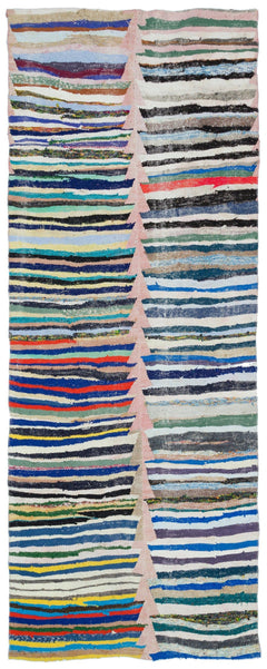 Girit Beige Striped Wool Handmade Area Rug 4'0" x 10'5"