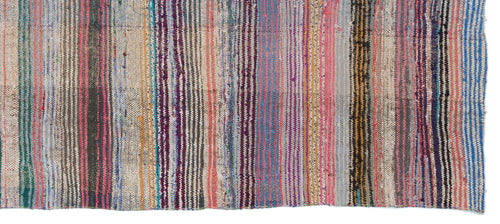 Girit Beige Striped Wool Handmade Area Rug 4'2" x 9'10"