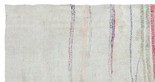 Girit Beige Striped Wool Handmade Area Rug 4'8" x 9'8"