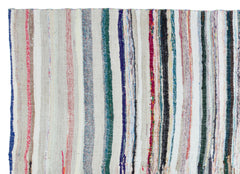 Girit Beige Striped Wool Handmade Area Rug 6'11" x 9'5"