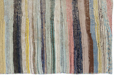 Girit Beige Striped Wool Handmade Area Rug 4'2" x 6'5"