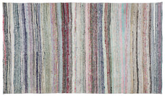 Girit Beige Striped Wool Handmade Area Rug 5'9" x 9'5"