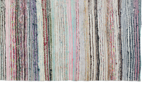 Girit Beige Striped Wool Handmade Area Rug 5'9" x 9'5"